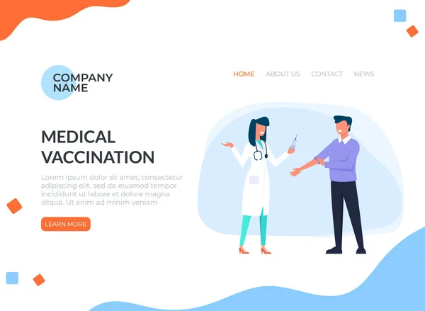Wstrzyknięcie Człowieka Szpitalu Medycyna Web Banner Koncepcji Strony Grafika Ilustracja — Wektor stockowy
