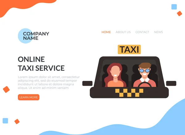 Concetto Servizio Taxi Online Vettore Piatto Disegno Grafico Cartone Animato — Vettoriale Stock