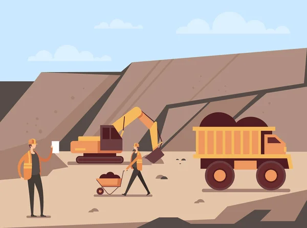 Concept Production Des Mines Charbon Illustration Graphique Vectorielle Dessin Animé — Image vectorielle
