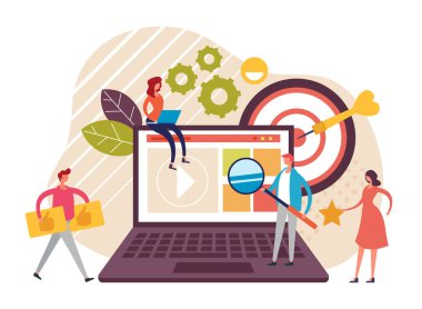 Web sitesi tasarım konsepti geliştirme. Vektör düz grafik tasarım karikatür illüstrasyon