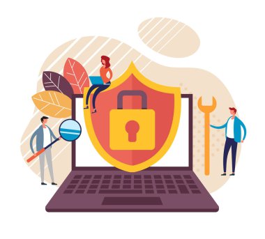 Kişisel kimlik verileri dosya koruma kavramı. Vektör grafik tasarım düz karikatür illüstrasyon