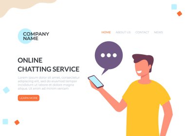 Online internet sohbet banner web sayfası kavramı. Vektör düz karikatür grafik tasarım illüstrasyon