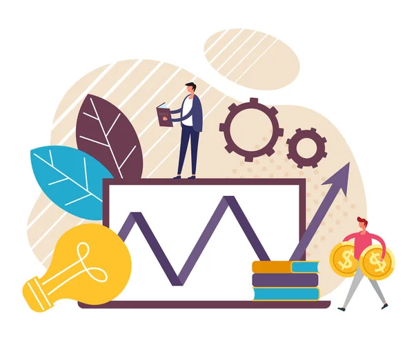 Conceito Trabalho Equipe Solução Negócios Desenho Gráfico Desenho Animado Plano —  Vetores de Stock