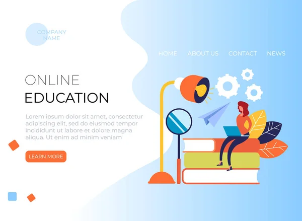 Online Education Web Page Banner Poster Vector Graphic Design Isolated — Stock Vector