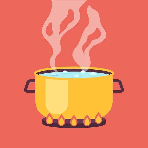 Cooking Pan Boiling Water Vector Graphic Design Illustration — Stock Vector