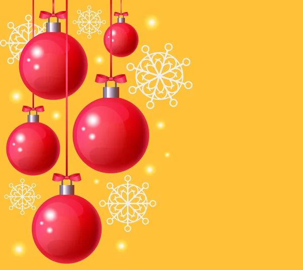 Vánoční Míče Pohlednice Banner Grafický Text Místo Koncepce Veselé Vánoce — Stockový vektor