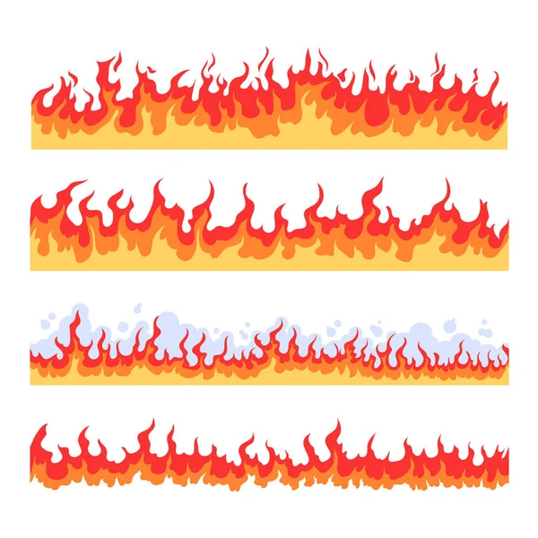 Chama Fogo Sem Costura Conjunto Conceito Coleta Ilustração Design Gráfico — Vetor de Stock