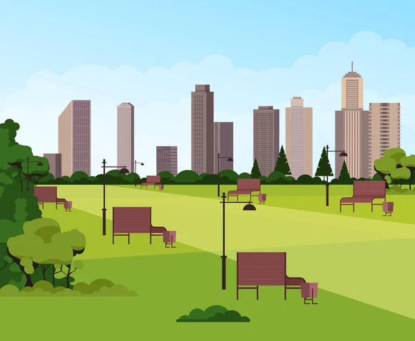 City Town Green Park Concept Vector Flat Graphic Design Illustration — Stock Vector