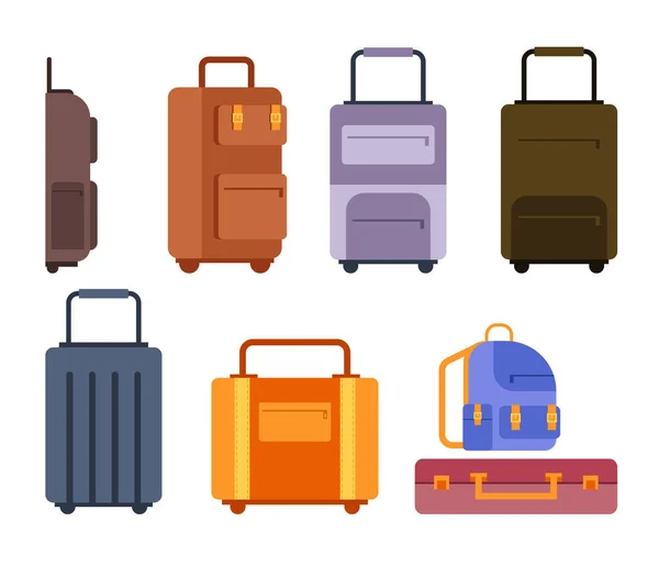 Baggage Isolated Simple Set Vector Flat Cartoon Graphic Design Illustration — Stock Vector