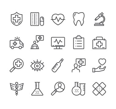 İlaç terapisi dişçisi izole edilmiş ağ ikonu seti. Vektör düz grafik tasarım çizgi filmi