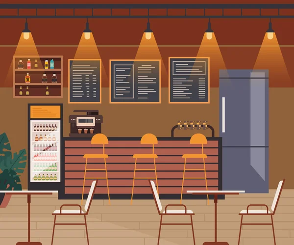 Café Pub Interieur Maken Idee Design Concept Vector Platte Grafische — Stockvector