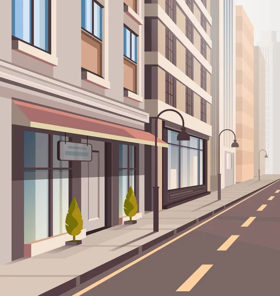 Modern City Town Street Concept Vector Flat Graphic Design Illustration — Stock Vector