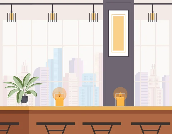 Concepto Interior Café Vacío Ilustración Diseño Gráfico Plano Vectorial — Vector de stock