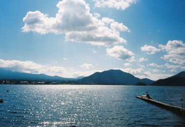 Japonya 'daki nehirler ve Fuji Dağı. Japonya Seyahati .