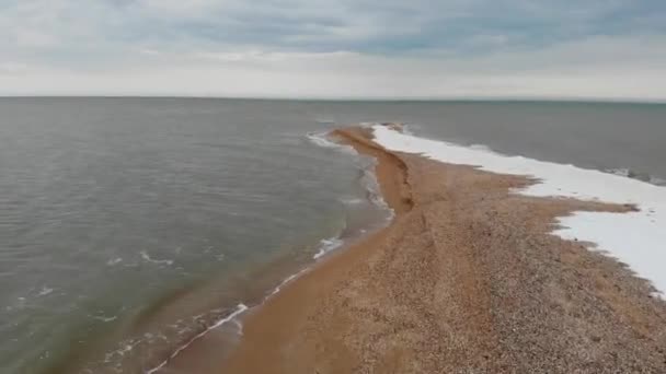 Cuspir Marinho Vista Aérea Mar Inverno Rússia Tiro Com Drone — Vídeo de Stock