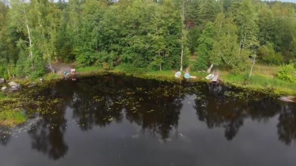 Leningrad bölgesinde göl ve ada üzerinde hava video 4k — Stok video
