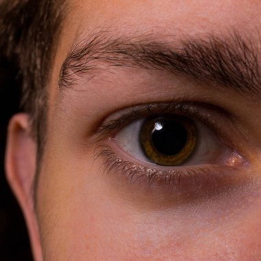 Bir erkek kahverengi göz Makro fotoğraf