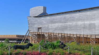 Williamstown, Ky, Usa, 10-5-19: Ark Encounter, İncil 'deki boyutlara göre inşa edilmiş tam boyutlu bir Nuh' un Gemisi..