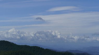 Mavi gökyüzü ve bulutlar dağlar
