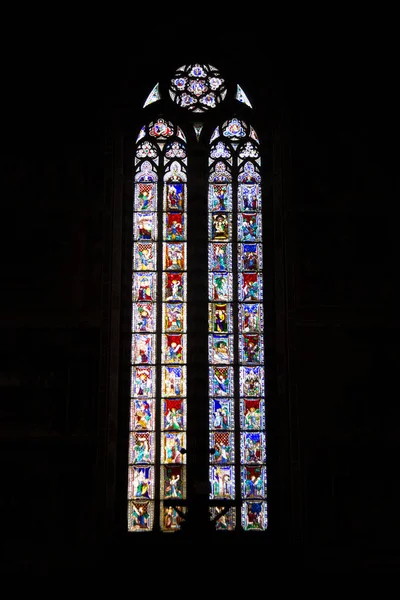 Jendela Kaca Patri Dalam Katedral Santa Maria Assunta Siena Italia — Stok Foto