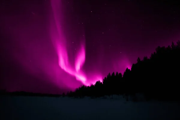 Luces Boreales Muchos Tonos Color Laponia —  Fotos de Stock