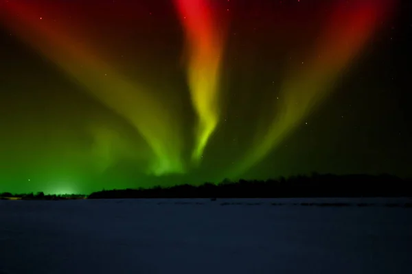 Severní Světla Mnoha Odstínů Barev Laponsko — Stock fotografie
