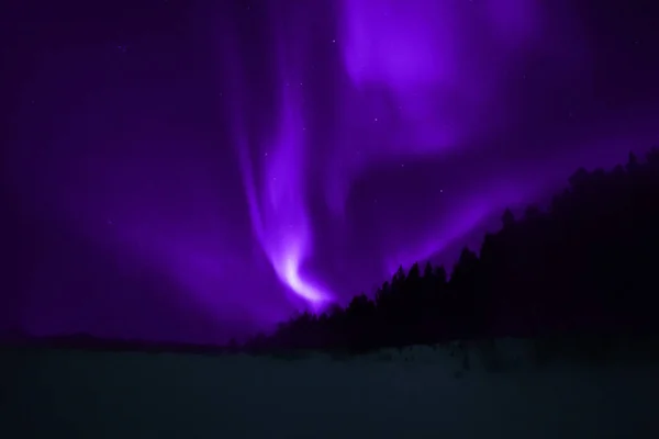 Zorza Polarna Wielu Odcieni Koloru Laponii — Zdjęcie stockowe