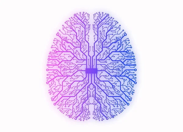 人脑形状的印刷电路 — 图库照片