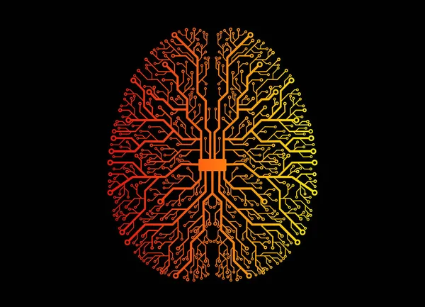 人間の脳の形をしたプリント回路 — ストック写真