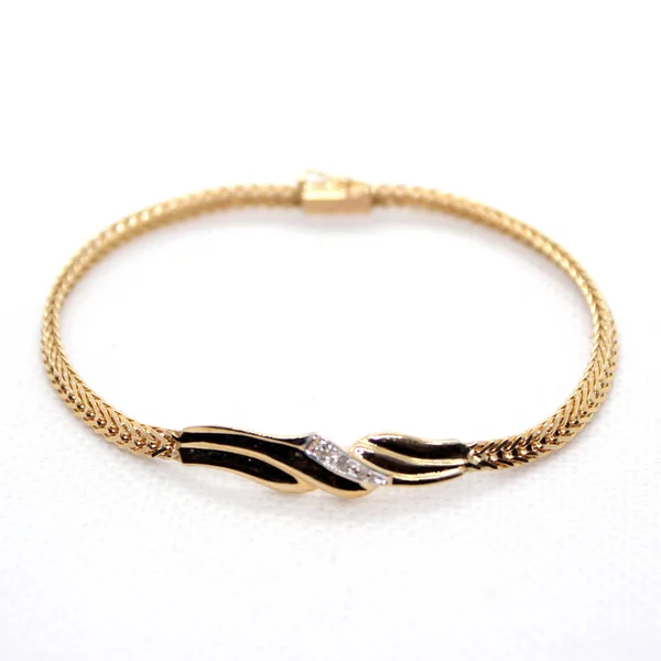 Fabelhafte Neue Fuchsschwanz Armband Aus 14K Gelbgold Dia Acc Sicherheitsverschluss — Stockfoto