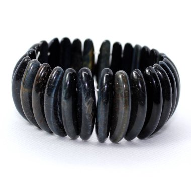 Kaplan'ın göz streç boncuk bilezik geniş kol Band boyutu 8 siyah hakiki! Yeni!