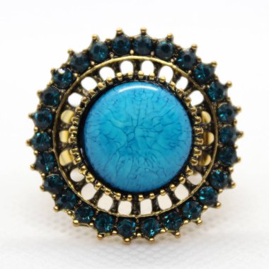 Mavi kristal Genişletilebilir halka - Sz 6-7 yeni ile reçine taş turkuaz renkli!