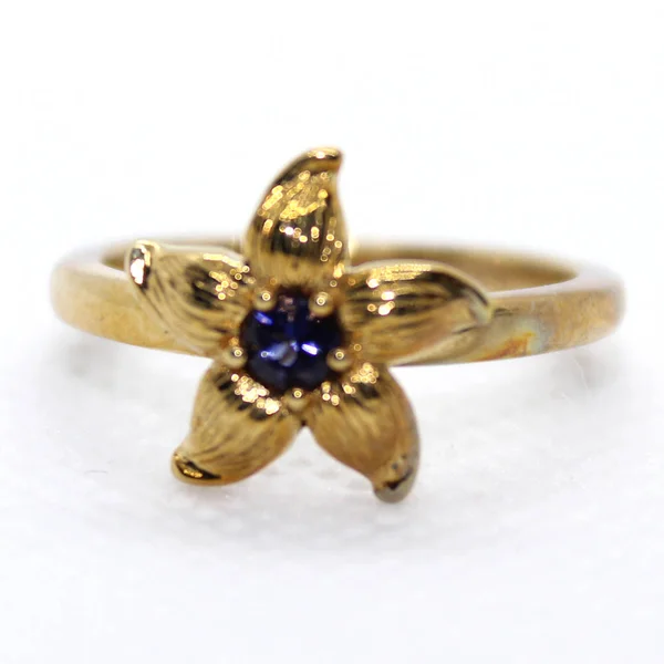 Anillo Oro Estrella Mar Zafiro Azul — Foto de Stock