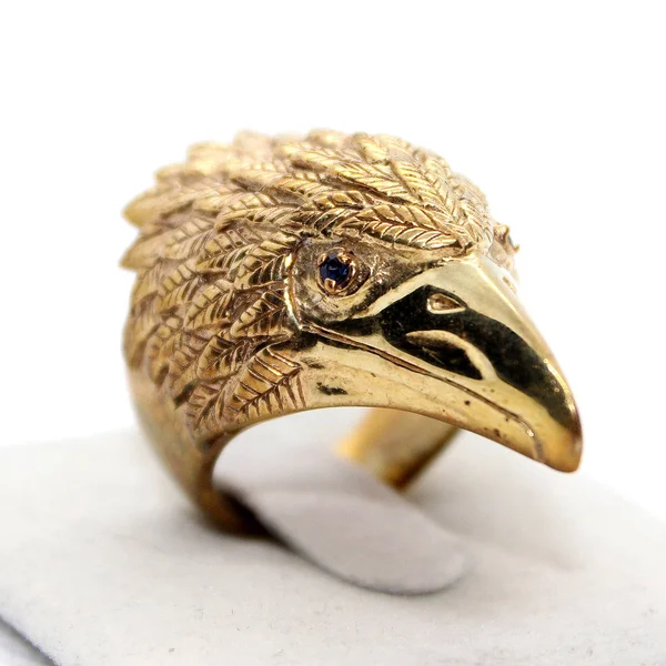 Brass Eagle Blå Safir Ögon Fina Mässing Unisex Storlek Nya — Stockfoto