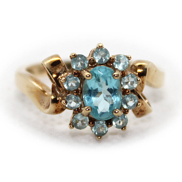 Bristant APATITE RING 10K Yellow Gold .85CTW Oval & 1.15CT Round Apatite RING Size 7
