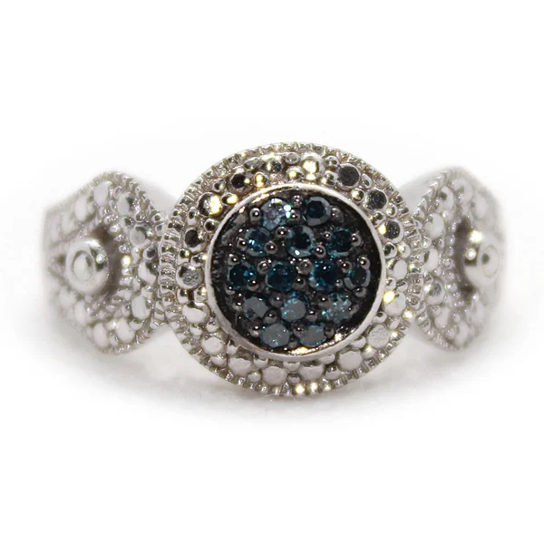 Velvet Blue Diamond 14Ctw Pierścień Rhodium Sterling Silver Rozmiar Nowość — Zdjęcie stockowe