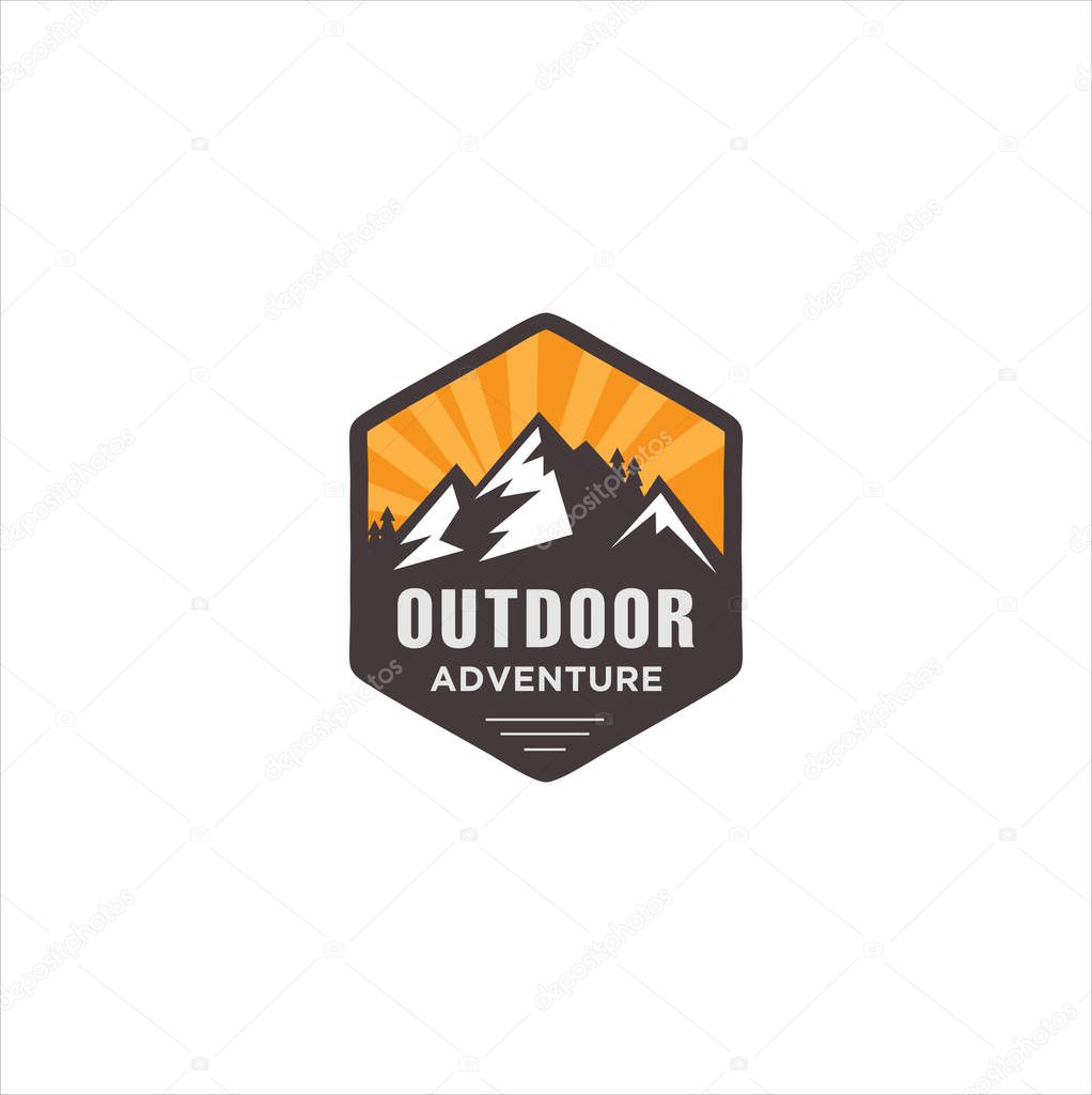 Mountain Outdoor Logo Design ,Hiking, Camping, Expedition And Outdoor Adventure. Exploring Nature For Badges, Banners, Emblem