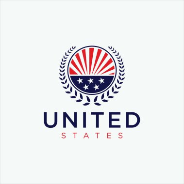 Birleşik Devletler Logo Tasarım Vektör Stoku. Amerikan Logosu Amerikan bayrağında yapıldı. ABD logosu. Amerikan Bayrağı Logosu