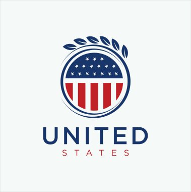 Birleşik Devletler Logo Tasarım Vektör Stoku. Amerikan Logosu Amerikan bayrağında yapıldı. ABD logosu. Amerikan Bayrağı Logosu