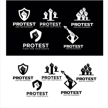 Protesto Logosu Tasarım Vektör Stoku. Protesto logosu. Devrim Yükseltilmiş Yumruk Logosu. Amerikan Usa Protesto Logo Vektörü Tasarımı