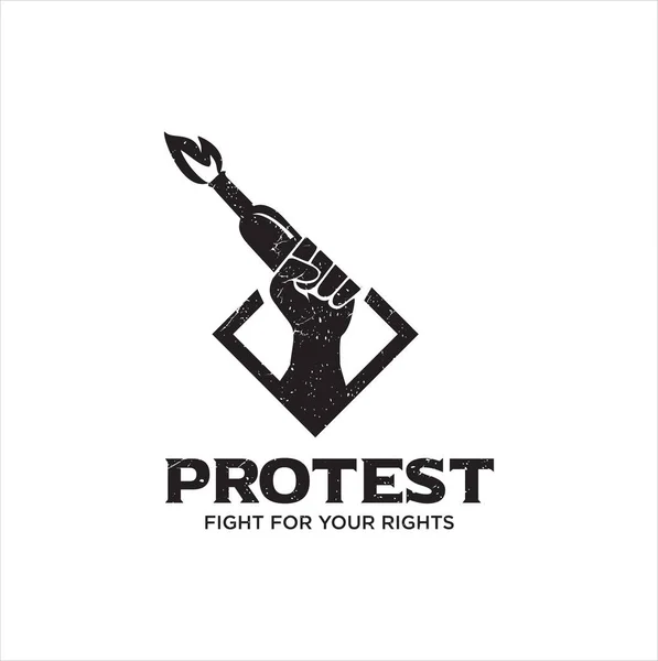 Protest Logo Design Vector Stock . Protest logo . Revolution Raised Fist Logo . American Usa Protest Logo Vector Design