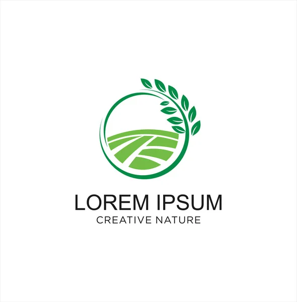 Round landscape nature logo Design  Vector Stock . Landscape Garden Logo Design agriculture. Eco farm logo Design