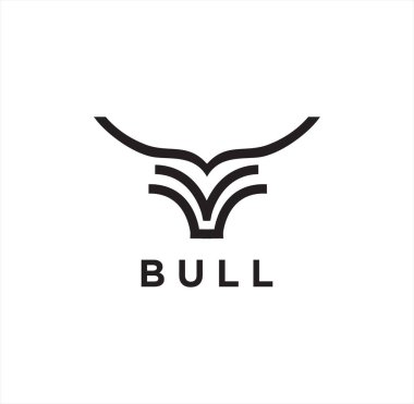 Basit Eşsiz Sığır Logosu Lineer Tasarımı, sığırlar, bizonlar, su bufaloları, Taurus ve Basit Soyut Boğa Logo Çizgisi Sanat Tasarım Şablonu