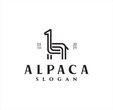 Basit Eşsiz Alpaca Logo Çizgisi Sanat Tasarımı, Vicuna, Huacaya alpaka, guanaco ve Soyut Lama Logo Lineer Tasarım Şablonu
