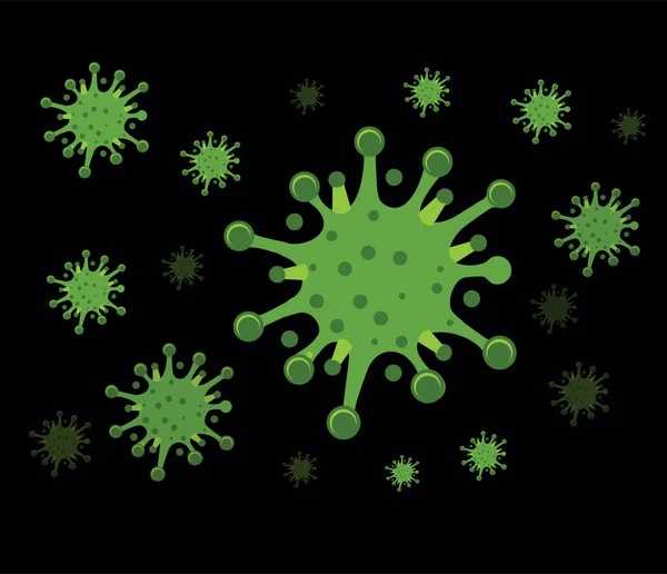 Corona Virus 2020 Covid Fondo Negro Diseño Vector Ilustración — Foto de Stock