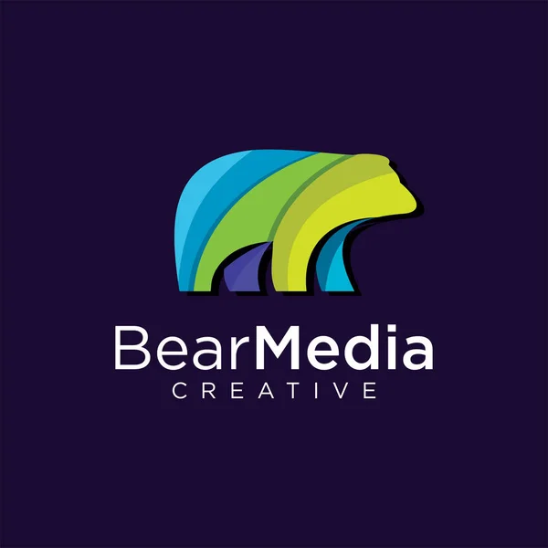 Logotipo Mídia Urso Polar Modelo Design Moderno Colorido Grizzly Bear — Fotografia de Stock