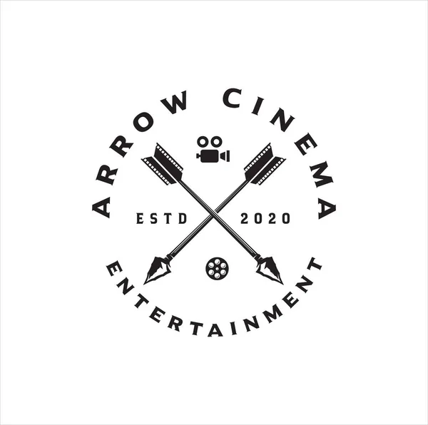 Arrow Film Stripes Sinema Prodüksiyon Logosu Illustration Vintage Hipster Tasarımı — Stok fotoğraf