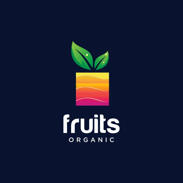 Αφηρημένη Λογότυπο Φρούτων Σχεδιασμός Φύση Βιολογικό Τετράγωνο Λογότυπο Φρούτων Πολύχρωμο — Διανυσματικό Αρχείο