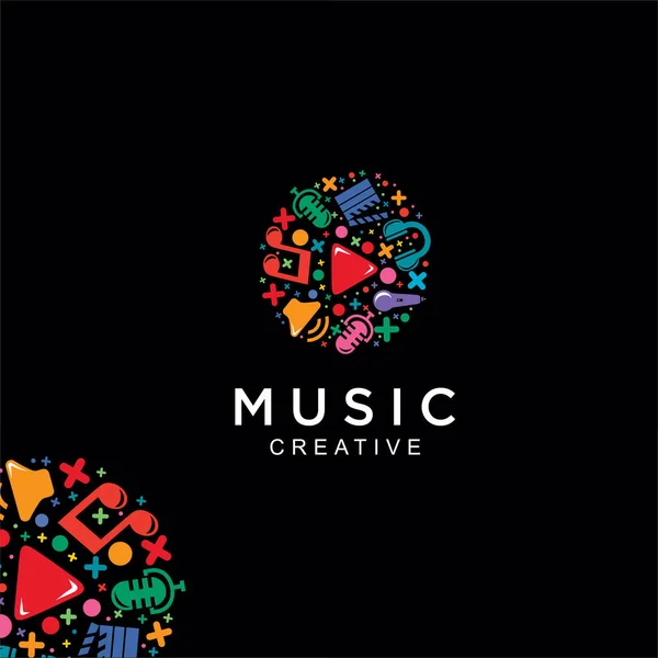 Медиа Музыка Красочный Дизайн Музыкальные Развлечения Дизайн Икона — стоковый вектор