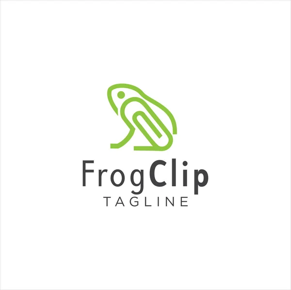 Frog Clip Logo Idea Ícone Design Stock Vector Animal Paper — Vetor de Stock